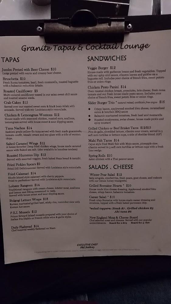 Granite Tapas & Cocktail Lounge Menu image 4